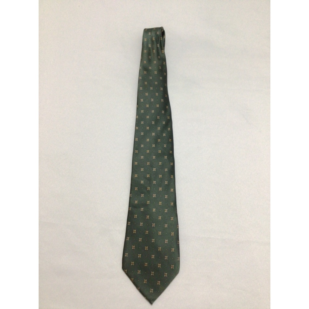 Beaufort Tie Rack Mens Silk Necktie Green Geometric Medallion Made in Italy